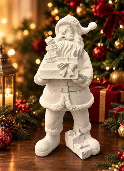OB 2728 - Noel Baba Hediye Paketli Biblo Heykel Ham Polyester Yılbaşı Obje