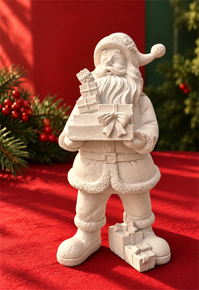 OB 2728 - Noel Baba Hediye Paketli Biblo Heykel Ham Polyester Yılbaşı Obje