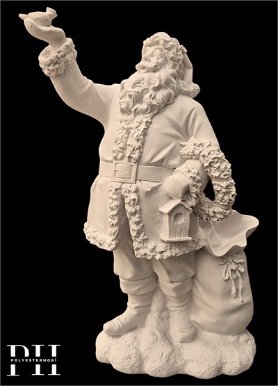 OB 2729 - Noel Baba Kuş Detaylı Biblo Heykel Ham Polyester Yılbaşı Obje