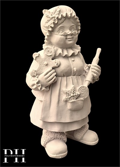 OB 2738 - Aşçı Noel Anne Biblo Heykel Ham Polyester Yılbaşı Dekoratif Obje