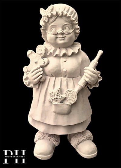OB 2738 - Aşçı Noel Anne Biblo Heykel Ham Polyester Yılbaşı Dekoratif Obje