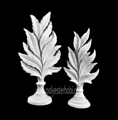 OB 575 - 2 Li Dik Yaprak Set Ham Polyester Obje