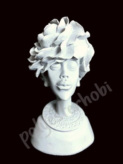 OB 685 - Gül Detaylı Kız Büst Ham Polyester Heykel