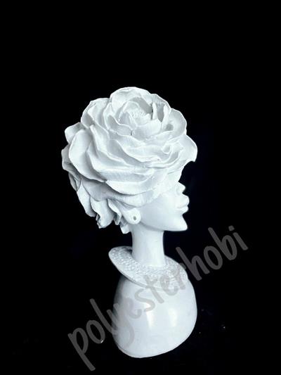 OB 685 - Gül Detaylı Kız Büst Ham Polyester Heykel