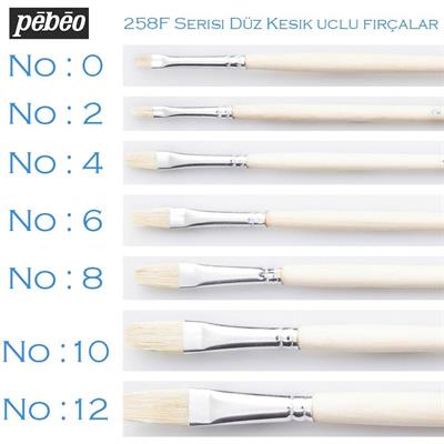 Pebeo 258F Seri Düz Kesik Uçlu Yağlıboya Fırça No 2
