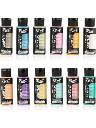 Rich Mastermix Akrilik Boya Seti 24 Renk x 60CC + Fırça Seti + Palet