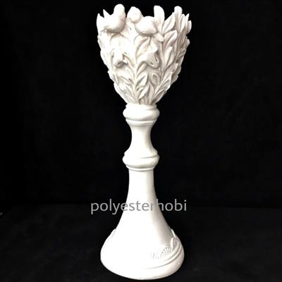 SA 215 - Kuşlu Vintage Şamdan Ham Polyester Obje