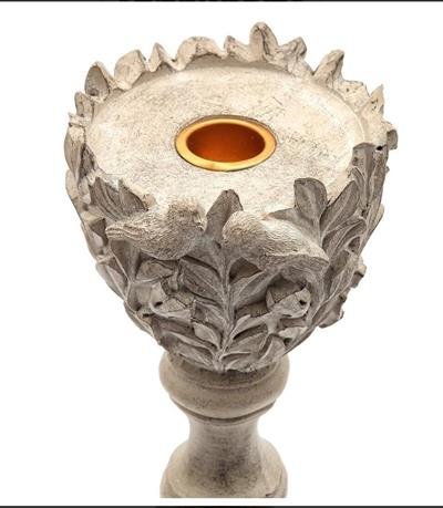 SA 215 - Kuşlu Vintage Şamdan Ham Polyester Obje