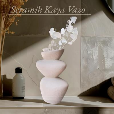 SC 074 - Kaya Vazo Amorf Modern İskandinav Tarz Ham Seramik Dekoratif Obje