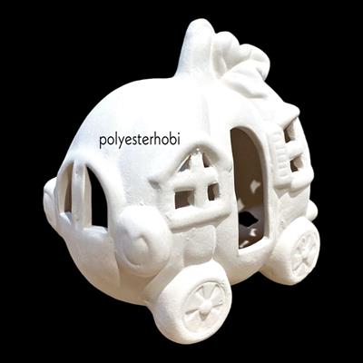 SM 107 - Sindirella Balkabağı Araba Mumluk Tealight Ham Seramik