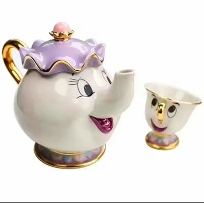 SM 111  - Güzel Ve Çirkin Konuşan Demlik Ve Fincan Set Ham Seramik Dekoratif Obje