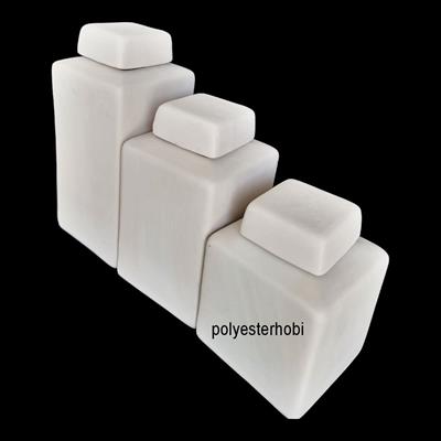 SO 506 - Kare Set 3 lü Kutu Vazo Ham Seramik Dekoratif Obje