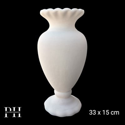 SR 040 - Fırfırlı Vazo Ham Seramik Dekoratif Obje 
