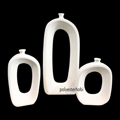 Ss 117 - Modern İskandinav Vazo  Ham Seramik Obje Set