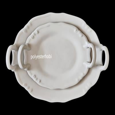 STP 04 - Yuvarlak Tepsi Rölyefli Model Ham Seramik Sunumluk