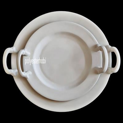 STP 06 - Yuvarlak Tepsi Vintage Model Ham Seramik Sunumluk