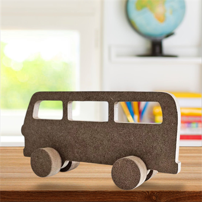 Tekerlekli Otobüs Oyuncak Ham Ahşap Çocuk Odası Obje