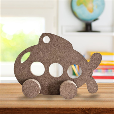 Tekerlekli Uçak Oyuncak Ham Ahşap Çocuk Odası Obje