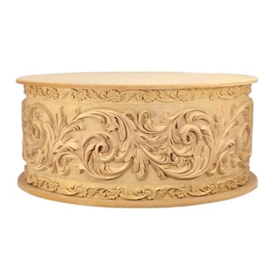 Yuvarlak Derin Aplikli Dev Boy Dekoratif Kutu Barok Model