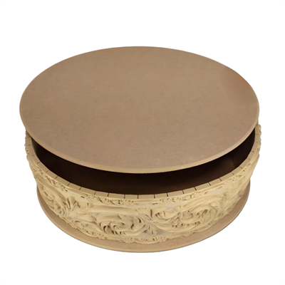 Yuvarlak Derin Aplikli Dev Boy Dekoratif Kutu Barok Model