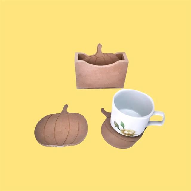 Balkabağı Bardak Altlığı Set Ham Ahşap Dekoratif Obje