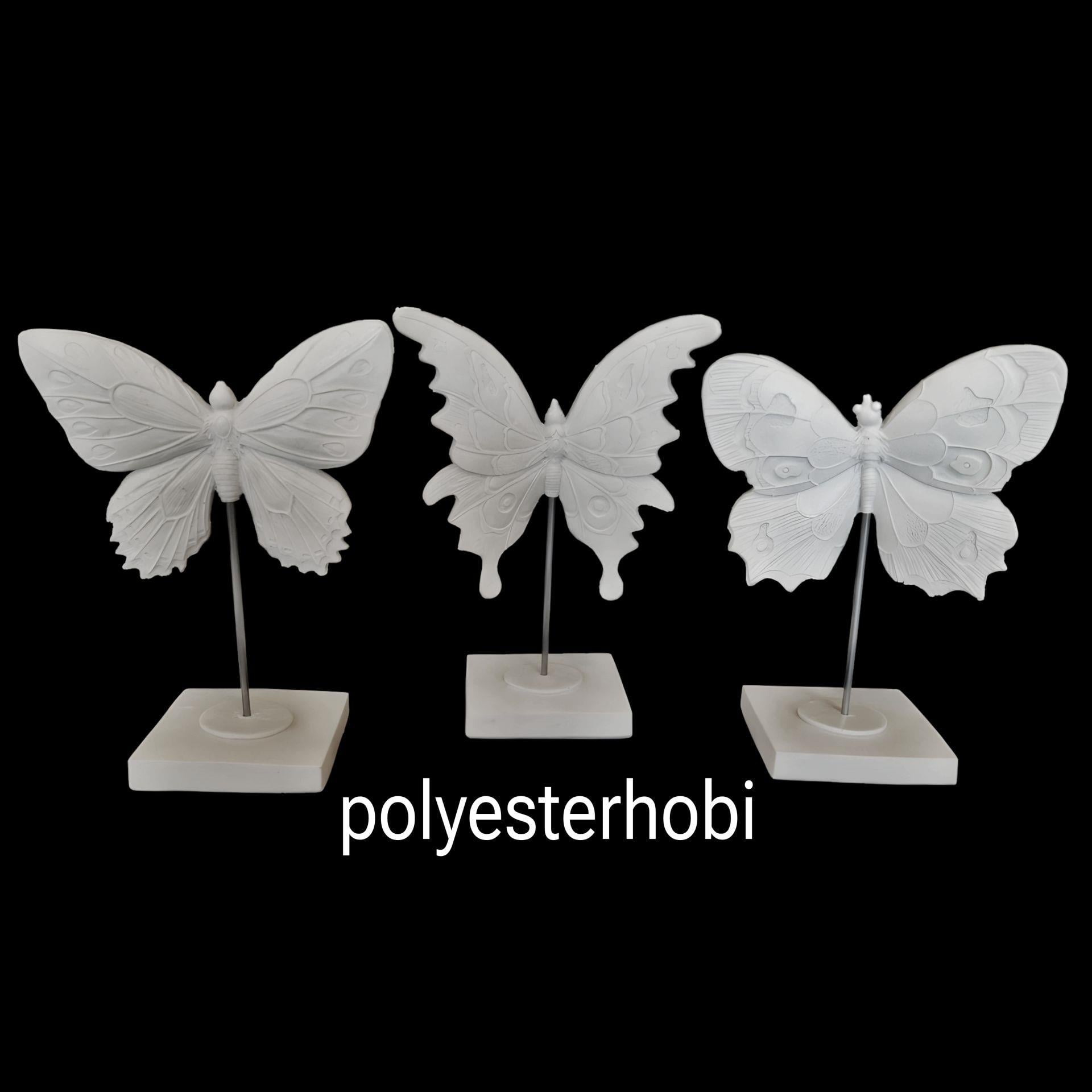 OB 2327 - Kelebek Kaideli Ham Polyester Dekoratif Obje 1 | Polyester Hobi