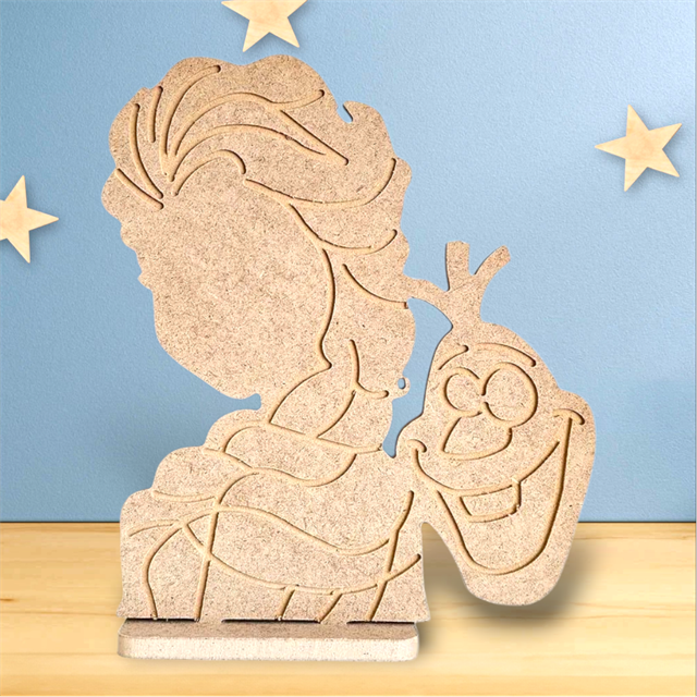 Elsa Ve Olaf Figür Ham Ahşap Çocuk Odası Obje