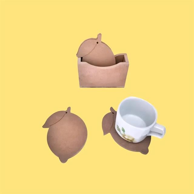 Limon Bardak Altlığı Set Ham Ahşap Dekoratif Obje