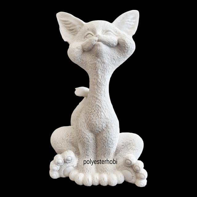 OB 2439 - Oturan Sevimli Kedi Ham Polyester Dekoratif  Biblo