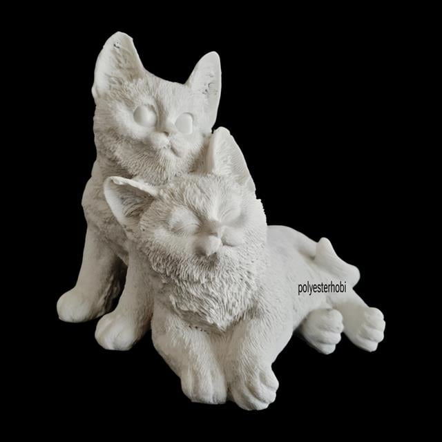 Ob 2489 - Yavrulu Kedi Biblo Heykel Ham Polyester Ev ,Ofis Dekor