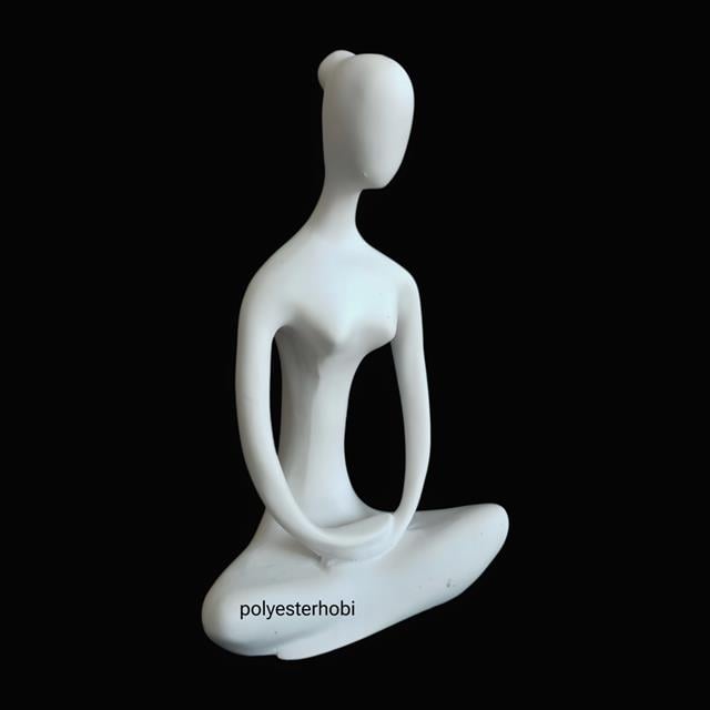 Ob 2496 - Yoga Yapan Kadın Modern Büst Meditasyon Heykel Ham Polyester Ev ,Ofis Dekor