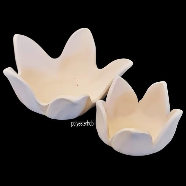 SC 089 -Lotus Mumluk 2 Li Set Ham Seramik Dekoratif Obje