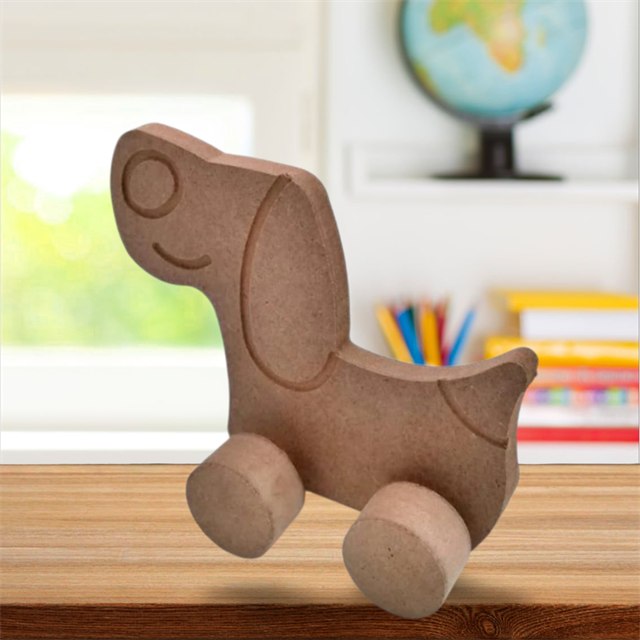 Tekerlekli Köpek Oyuncak Ham Ahşap Çocuk Odası Obje