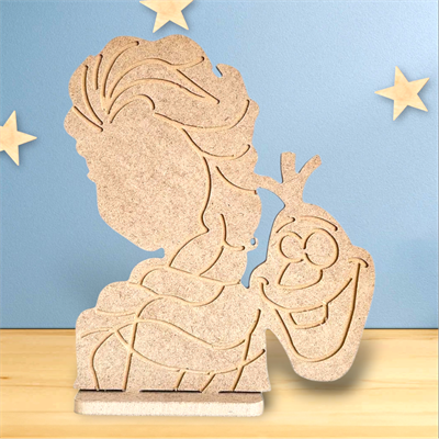 Elsa Ve Olaf Figür Ham Ahşap Çocuk Odası Obje