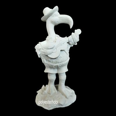 OB 2456 - Flamingo Müzisyen Biblo Ev ,Bahçe Dekor, Heykel Ham Polyester Obje