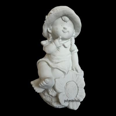 OB 2463 - Kız Çocuk Bahçe Biblo , Ev Dekor, Obje Ham Polyester Heykel