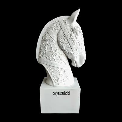 Ob 2483 - At Büst Motif Detaylı Heykel  Ham Polyester Ev , Bahçe ,Ofis Dekor