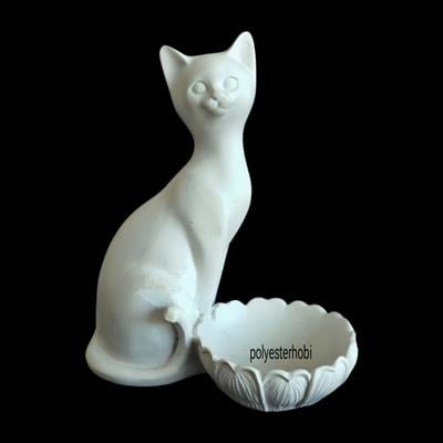 Ob 2488 - Kedi Biblo Yüzüklük Heykel Ham Polyester Ev ,Ofis Dekor