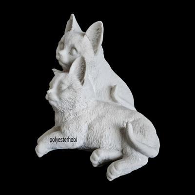 Ob 2489 - Yavrulu Kedi Biblo Heykel Ham Polyester Ev ,Ofis Dekor