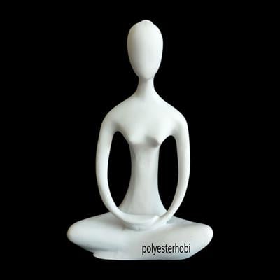 Ob 2496 - Yoga Yapan Kadın Modern Büst Meditasyon Heykel Ham Polyester Ev ,Ofis Dekor