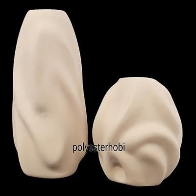 SC 83 - Amorf Vazo Set Ham Seramik Dekoratif Obje