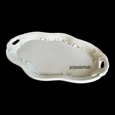 Te 134 - Oymalı Klasik Kahve Tepsi Ham Polyester Sunumluk