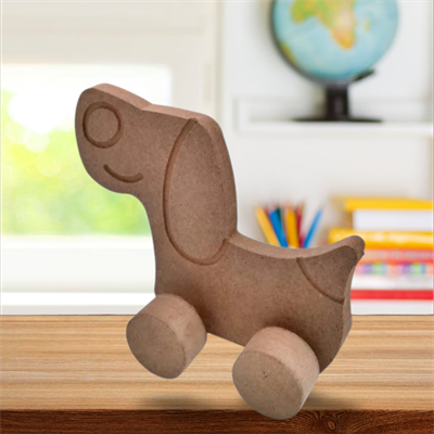 Tekerlekli Köpek Oyuncak Ham Ahşap Çocuk Odası Obje