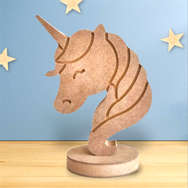 Unicorn Standlı Figür Ham Ahşap Çocuk Odası Obje