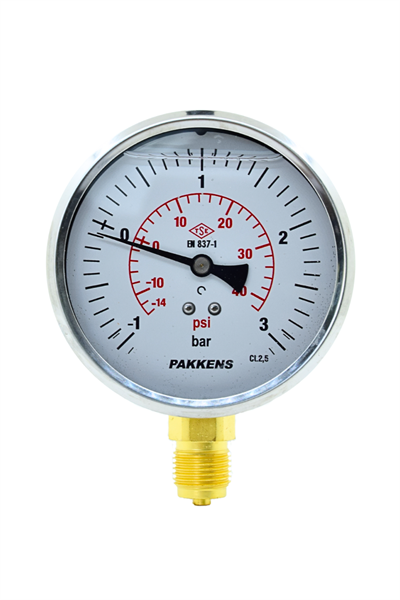 PAKKENS VAKUMETRE Q100 -1/+3 BAR ALT.BAĞ.GLİS.