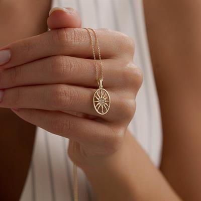 14 Ayar Altın Güneş Kolye