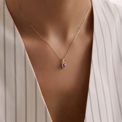 14 Ayar Renkli Taşlı Altın Kolye