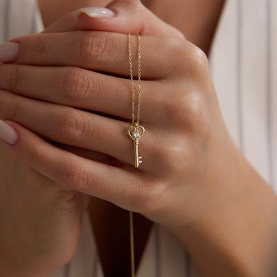 14 Ayar Altın Anahtar Kolye