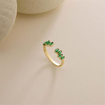 14 Ayar Renkli Taşlı Altın Yüzük