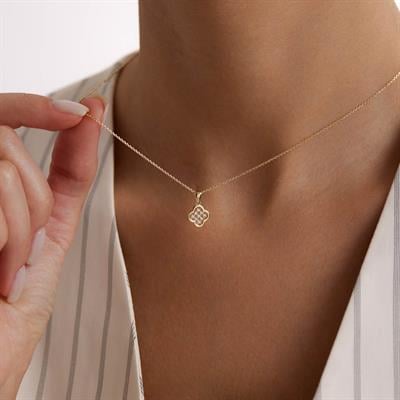 14 Ayar Altın Yonca Kolye